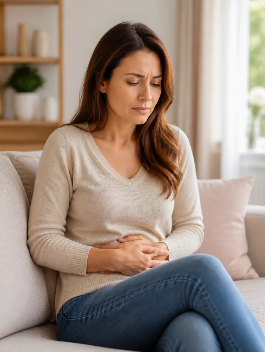 Person experiencing digestive discomfort